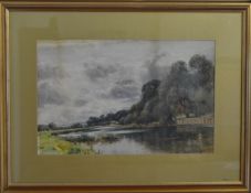 HAMILTON CHAPMAN: Watercolour of a lake scene. Approx. 52 cms x 33 cms. Est. £50 - £60.
