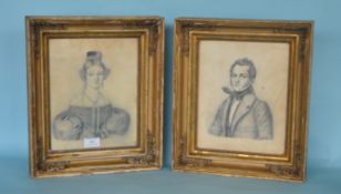 A pair of gilt framed portrait prints. Approx. 26