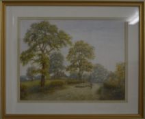Watercolour of a country village scene. Approx. 38