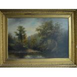 G H JENKINS: An attractive river scene with overhanging trees. Signed and dated 1801. Approx. 59 cms