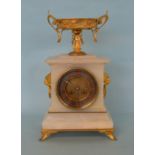 A stylish alabaster mantle clock with silver dial