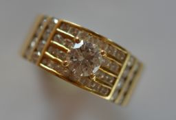 A small 14 carat cocktail ring in claw mount. Appr