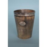 A silver mounted horn beaker of tapering form. Lon
