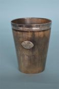 A silver mounted horn beaker of tapering form. Lon