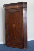 An Antique oak corner cabinet with shell inlay. Es