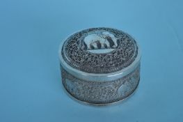A heavy Eastern circular box with dome top lid. Ap