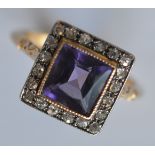 An attractive amethyst and diamond square cluster