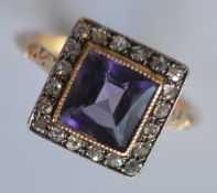 An attractive amethyst and diamond square cluster