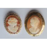 A gold framed cameo together with one other. Est.