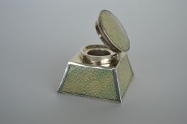 A good quality square shagreen inkwell with tapere