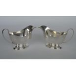 A good pair of pedestal sauce boats with beaded ri