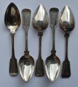 A heavy set of Continental fiddle pattern spoons.