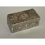 A rectangular embossed trinket box decorated with