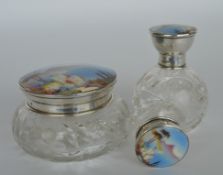 A good set of scent bottles with enamelled Italian