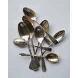 A bag containing Georgian and other tea spoons. Ap