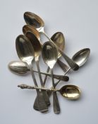 A bag containing Georgian and other tea spoons. Ap