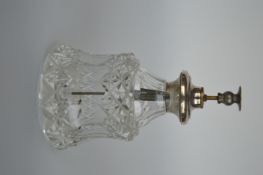 An American cut glass atomiser with silver collar.