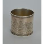 An attractive Russian napkin ring engraved with ho