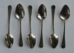 A set of six Georgian bright cut teaspoons. London. By Peter & William Bateman. Approx. 72 grams.