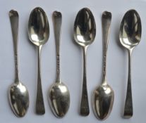 A good set of six OE crested bottom marked dessert forks. London 1758. By GJ. Est. £100 - £150.