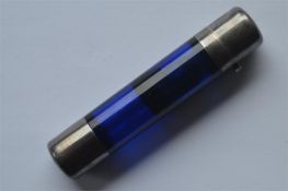 A good blue glass double ended scent bottle with h