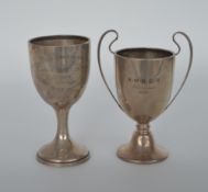 Two silver large goblets on tapering sides. Approx. 155 grams. Est. £40 - £60.