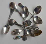 A collection of Sterling souvenir teaspoons. Approx. 80 grams. Est. £20 - £30.