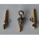 An Antique watch key together with two other ratch