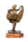A fine cold bronze figure of a dancer with outstre