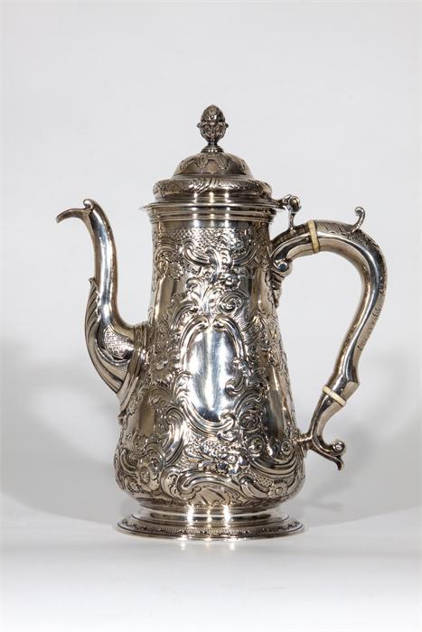 A good George II coffee pot with pineapple finial