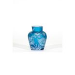 WEBBS: An attractive blue glass vase decorated wit