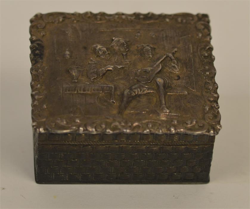 An attractive embossed hinged top box decorated wi