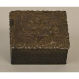An attractive embossed hinged top box decorated wi