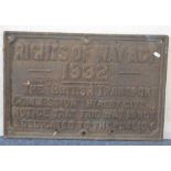 A British Transport Commission cast iron sign. "Ri