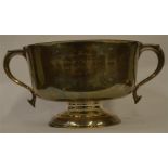 A good heavy trophy cup on pedestal base. Approx.