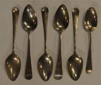 A heavy set of six OE pattern Georgian teaspoons.