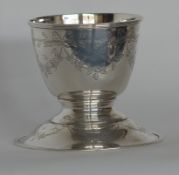 An attractive etched glass vase on Continental sil