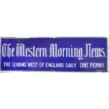 "The Western Morning News" enamelled sign. Approx.