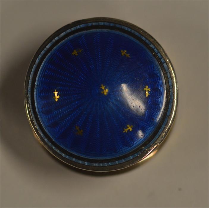 A small attractive blue enamalled topped box. Birm