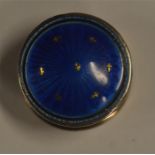 A small attractive blue enamalled topped box. Birm