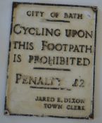 A City of Bath cast aluminium penalty notice sign,