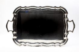 A good quality two handled silver tray with pie cr