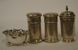 A group of four silver hallmarked cruet condiments