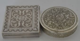 A good heavy circular Indian box decorated with bi