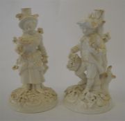 A pair of attractive candlestick bases of Dresden