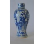 A 19th Century blue and white baluster shaped vase