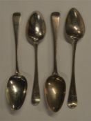 A group of four heavy OE pattern tablespoons. Vari