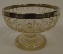 A cut glass silver mounted bowl. Chester 1903. By