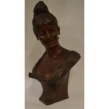 A large heavy bronze bust of a Lady. Approx. 44cms