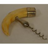 A good quality ivory mounted corkscrew with reeded